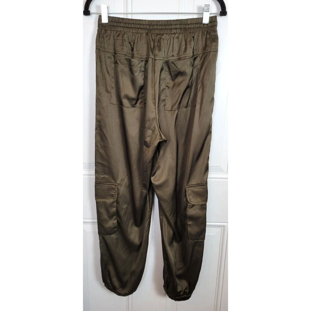 Paparazzi Satin Cargo Jogger Pants Size S Green